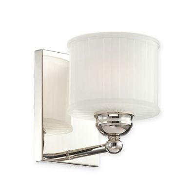 Minka Lavery 1730 Series 1-Light Wall-Mount Bath Fixture in Polished Nickel with Glass Shade ...